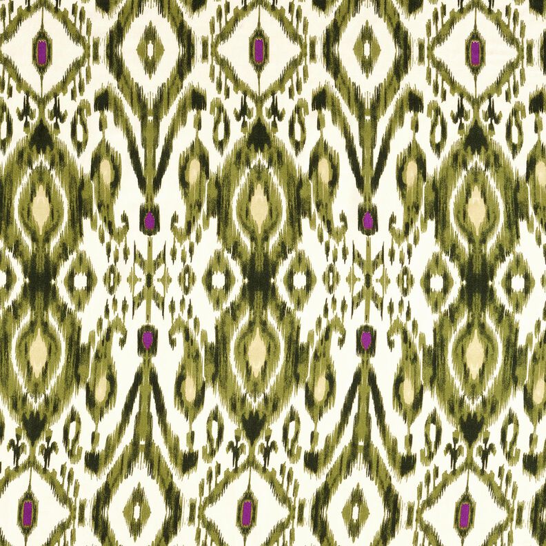 Viskosesatin Ikat Muster – weiss/pistazie,  image number 1