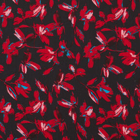 Crêpe Chiffon abstrakte Blumen – marineblau/karminrot, 