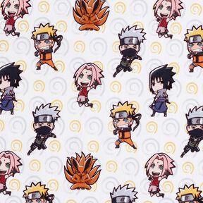 Baumwollpopeline Chibi Naruto Lizenzstoff – weiss, 