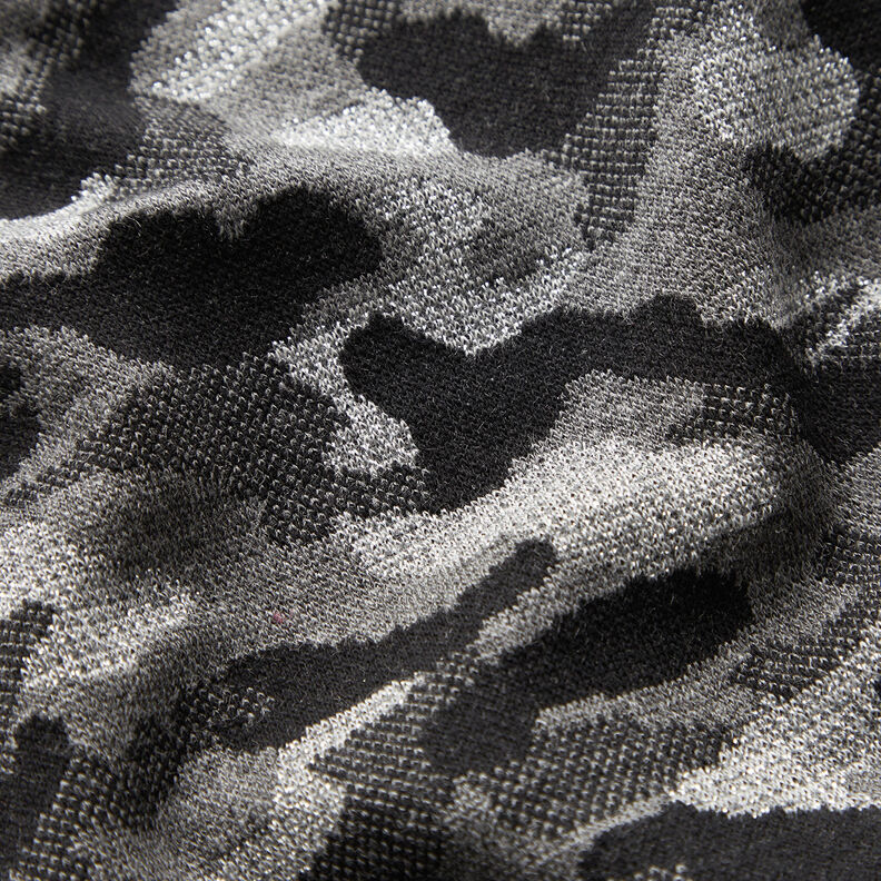 Strickjacquard Camouflage Metallic – schwarz/silber metallic,  image number 2