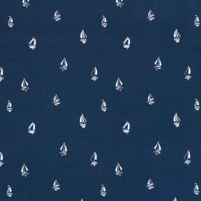 Baumwolljersey gezeichnete Segelbötchen – marineblau, 