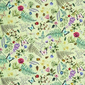 Outdoorstoff Canvas Wildblumen & Insekten – pastellgrün, 