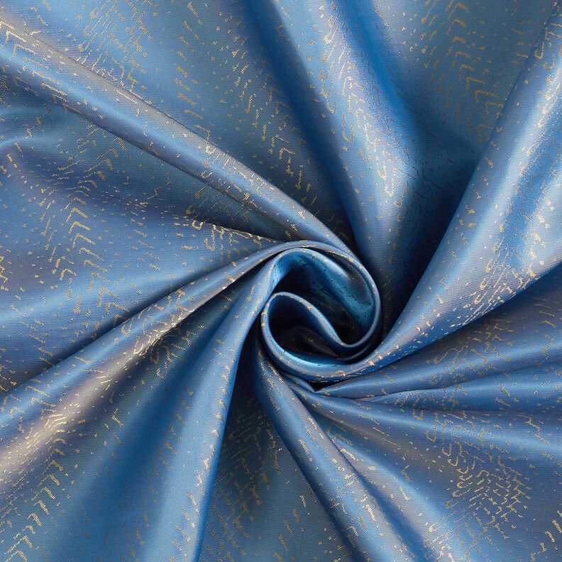 Futterstoff Jacquard Schuppenmuster – blau/gold,  image number 3