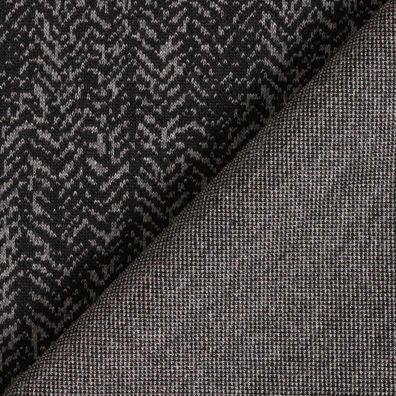 Strickjacquard abstrakter Fischgrat – grau/schwarz,  image number 4