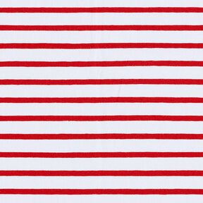 Baumwolljersey schmale & breite Streifen – weiss/rot, 