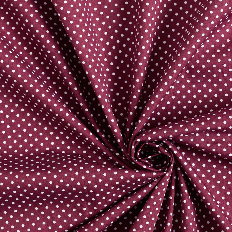 Baumwollpopeline Mini Polka Dots – bordeauxrot/weiss,  image number 3