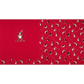 Panel French Terry Sommersweat Pinguin im Schnee – rot, 