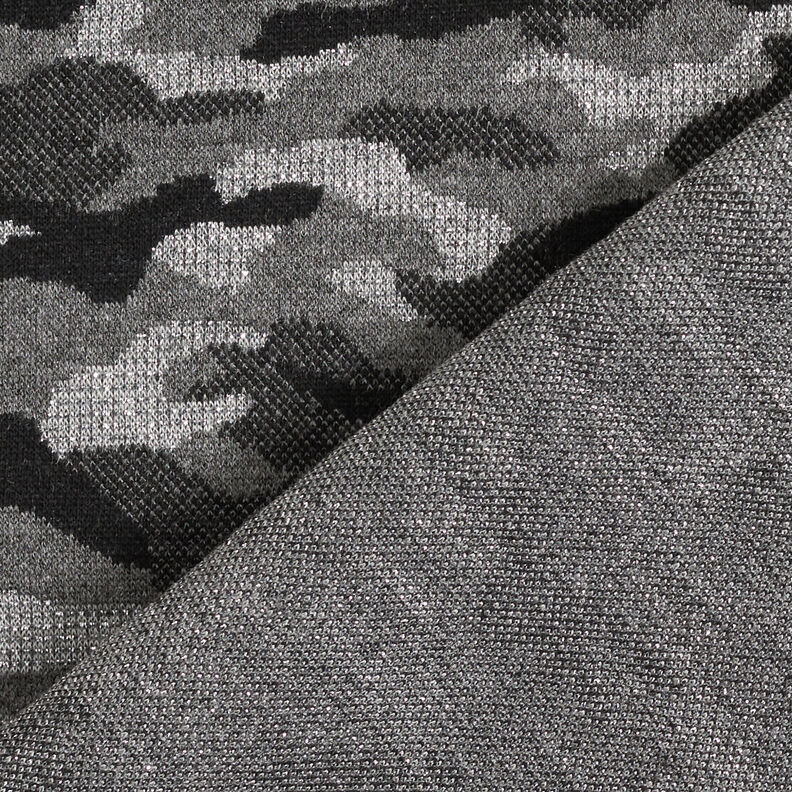 Strickjacquard Camouflage Metallic – schwarz/silber metallic,  image number 5