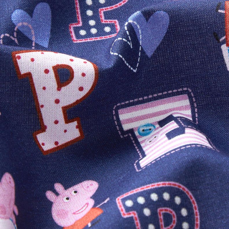 Baumwollpopeline Peppa Pig Buchstaben Lizenzstoff | ABC Ltd – indigo,  image number 2