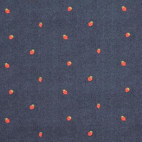 Baumwolljersey Jeans-Look Erdbeeren Digitaldruck – blaugrau/feuerrot, 