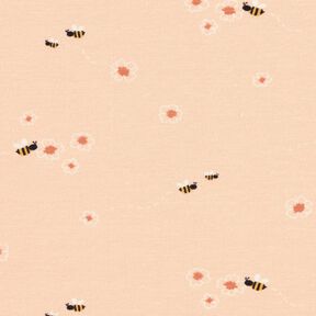 Baumwolljersey Bienchen auf der Wiese Digitaldruck – hellbeige, 