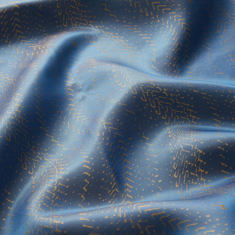 Futterstoff Jacquard Schuppenmuster – blau/gold,  image number 2