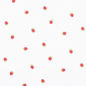 Baumwollpopeline süsse Erdbeeren – weiss, 