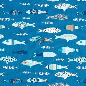 Baumwollstoff Cretonne abstrakte Fische – blau, 