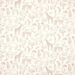 French Terry Sommersweat gezeichnete Safari-Tiere – hellbeige, 