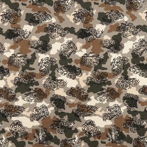 French Terry Sommersweat Camouflage-Monstertrucks  – taupe, 