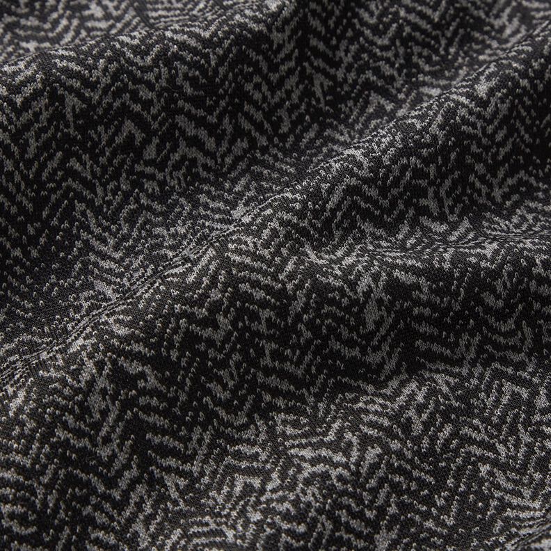 Strickjacquard abstrakter Fischgrat – grau/schwarz,  image number 2