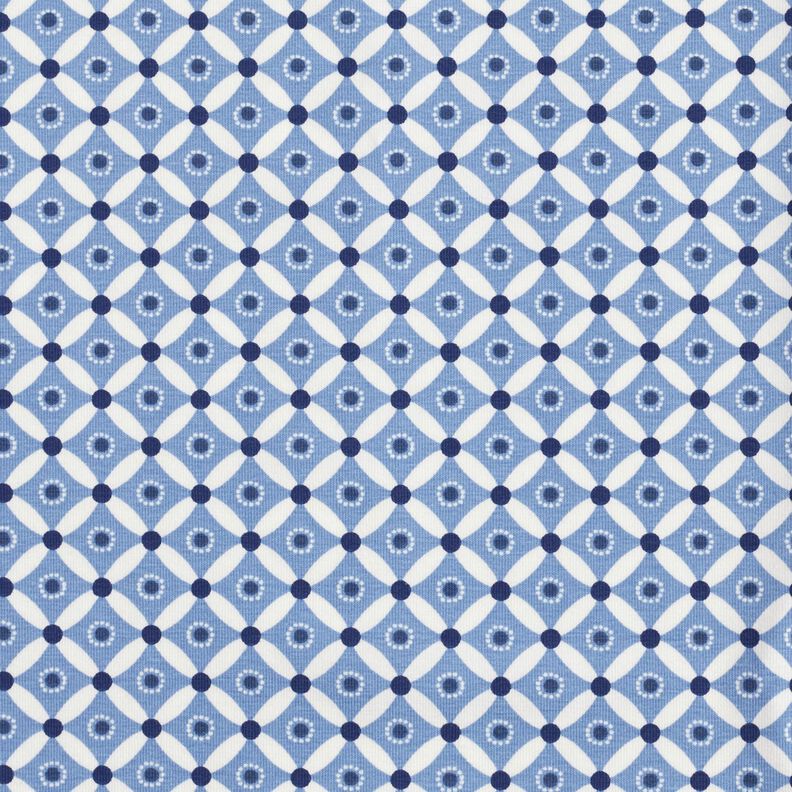 Baumwolljersey Azulejos klein – helljeansblau/weiss,  image number 1