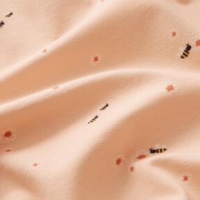 Baumwolljersey Bienchen auf der Wiese Digitaldruck – hellbeige, 