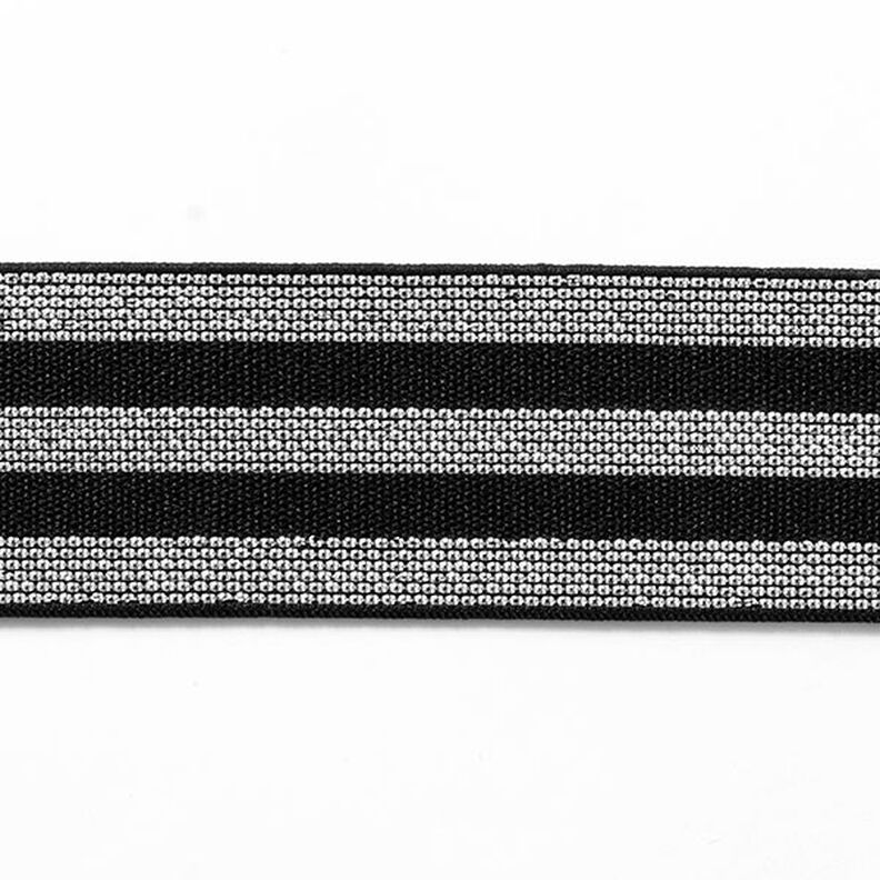 Gestreiftes Gummiband [40 mm] – schwarz/silber,  image number 1