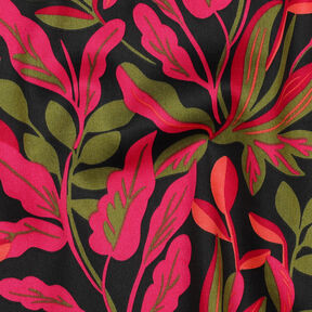 Baumwollsatin Lush Leaves | Nerida Hansen – schwarz/pink, 