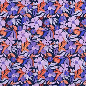 Softsweat Blumen Digitaldruck – nachtblau/lila, 