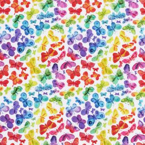 Baumwollpopeline Regenbogen-Schmetterlinge Digitaldruck – weiss/farbmix, 