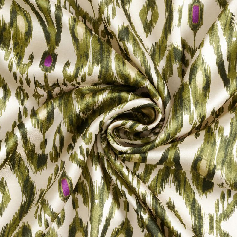 Viskosesatin Ikat Muster – weiss/pistazie,  image number 4