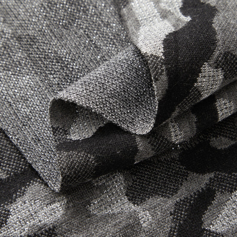 Strickjacquard Camouflage Metallic – schwarz/silber metallic,  image number 3