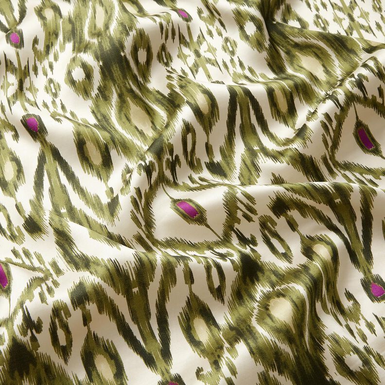 Viskosesatin Ikat Muster – weiss/pistazie,  image number 3