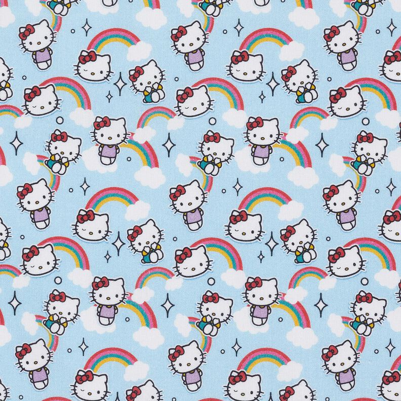 Baumwollpopeline Hello Kitty Regenbögen Lizenzstoff | SANRIO – himmelblau,  image number 1