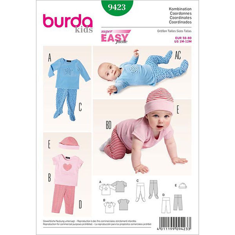 Shirt / Hose / Mütze | Burda 9423 | 56-80,  image number 1